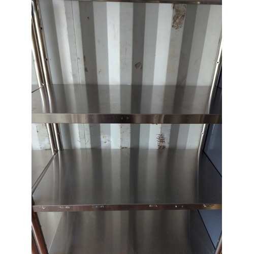 199 - Stainless steel 4 tier catering shelf unit. W100cm D50cm H180cm