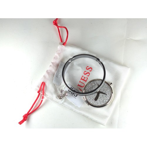 645 - Guess bangle, pair of ear studs & compact mirror