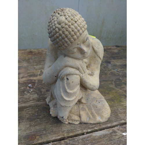 135 - Small concrete Buddha. H28cm