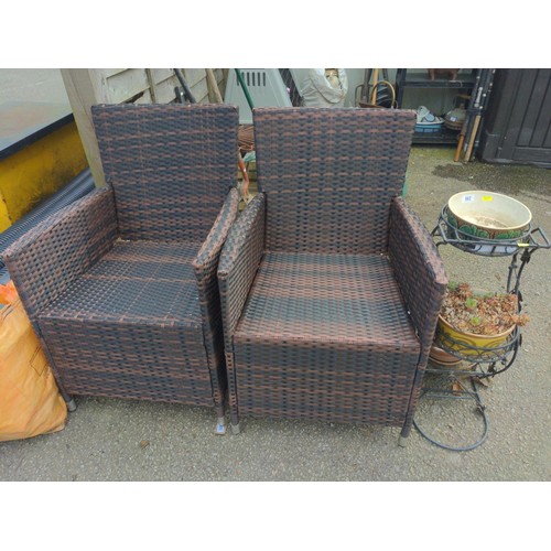 163 - Pair of rattan garden chairs