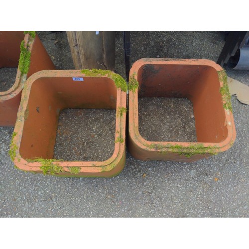 169 - 2x terracotta square interlocking sections / raised planters. W37cm