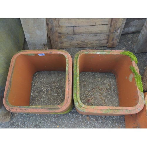 171 - 2x terracotta square interlocking sections / raised planters. W37cm