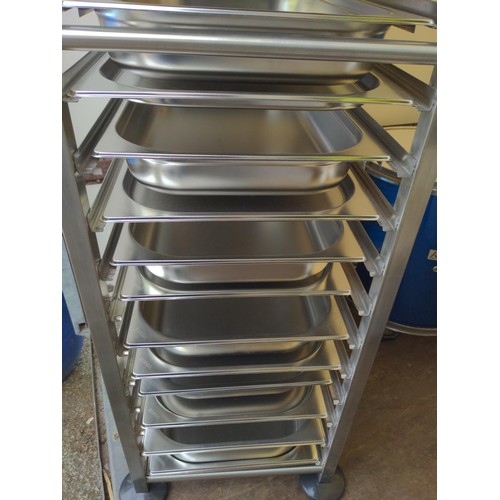 175 - Stainless tray rack. H165cm D66cm