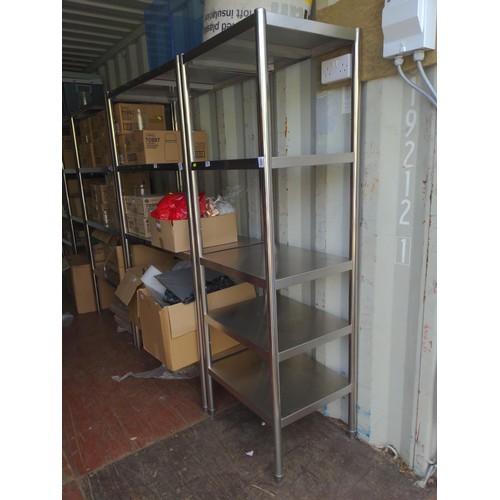 190 - Stainless steel catering 4 tier shelf unit. W61cm D50cm H180cm