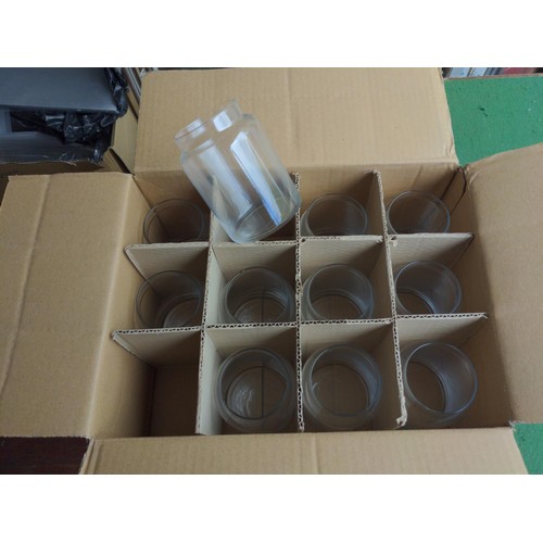 204 - 6x boxes of Libbey No.26 storage jars. H17cm. Not all boxes are full.