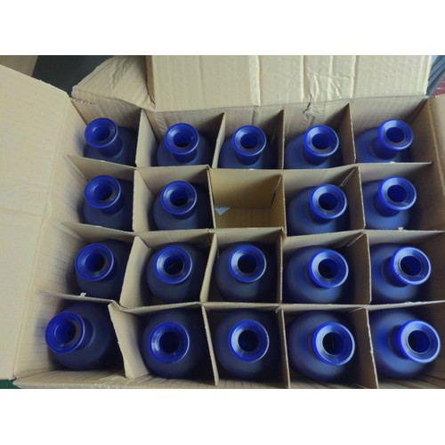 206 - 6x boxes of 200ml blue glass bottles.