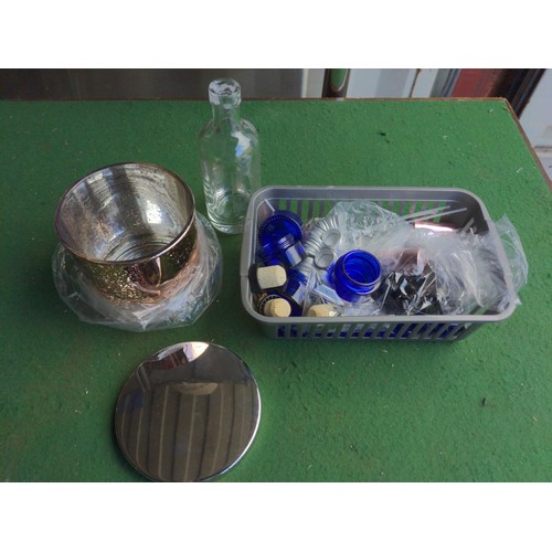 209 - Large box of ex-stock candle holders, jars, bottles, lids, decorative items etc.