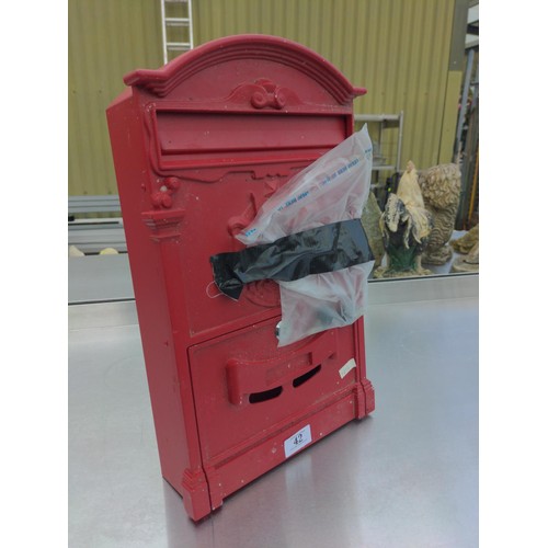 42 - Red wall-mounted letterbox