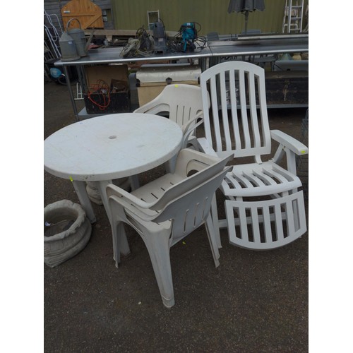 54 - Patio table & 4 chairs with sunlounger