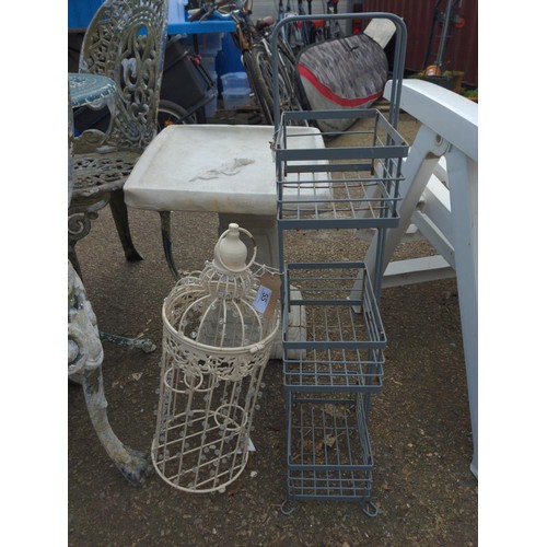 55 - Small bird cage & 3 tier wire storage rack