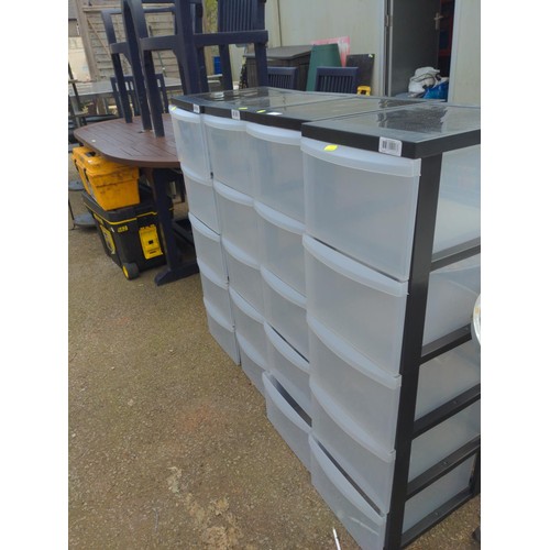 60 - 4x plastic storage box units. W29cm D40cm H101.5cm