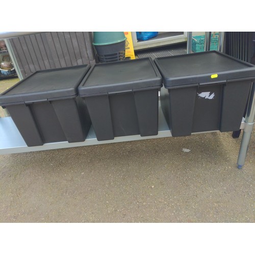 65 - 3 sturdy storage boxes. W49cm