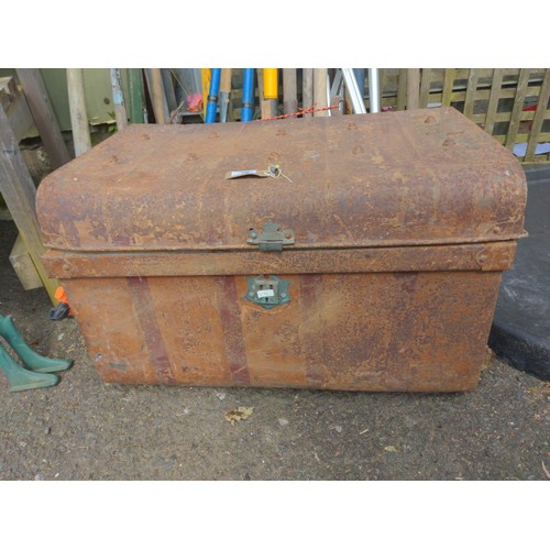 76 - Metal travel trunk. W69cm