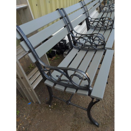 89 - Pair of repainted garden seats, with metal frames