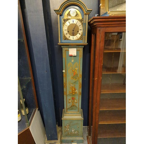 Chinoiserie style grandmother clock. Height 169cm
