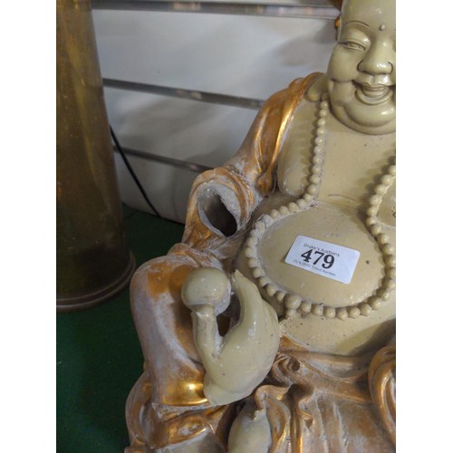 479 - Happy Buddha with missing hand (hand present to be restored H33cm