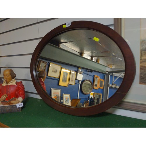 481A - Oval wood framed mirror 63x48.5cm