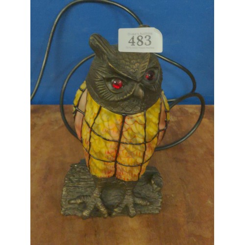 483 - Coloured glass owl lamp H23cm