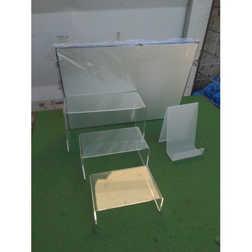 215 - Large box of various shop display stands