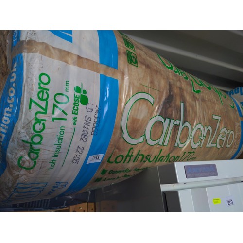 241 - 5x rolls of 170mm carbon zero loft insulation, with roll of thin insulation & other part roll