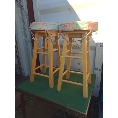 242 - 2 beechwood stools. H60cm