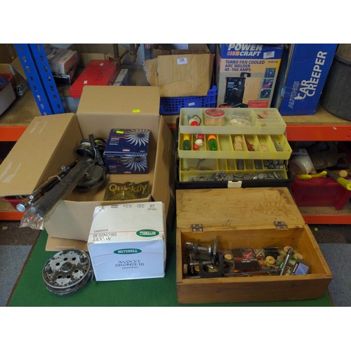 260 - Large selection of fishing tackle, reels, rods, fly tying tools etc..., Inc, Mitchell, Daiwa etc...,