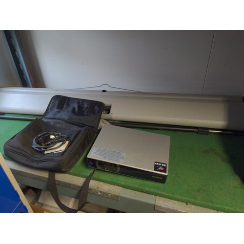 263 - 2 Sony 3LCD XGA Projectors and presentation screen all in original bags.