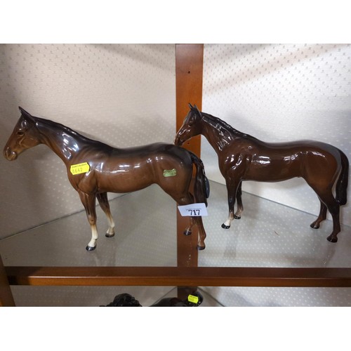 717 - Two Beswick horses, H20cm & 19.5cm