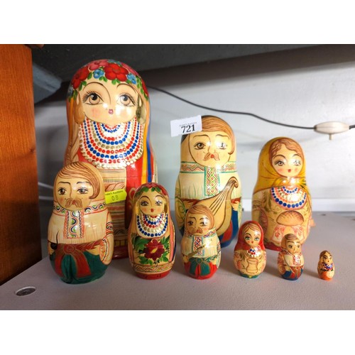 721 - Graduated set of nine Russian dolls, height of biggest 24cm