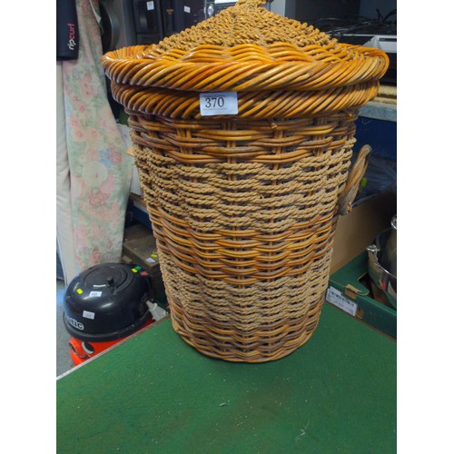 370 - Laundry wicker basket 55 cm tall.