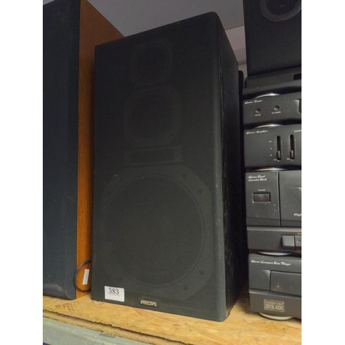 383 - Pair of Philips 3 way speakers. H46 D24 W19