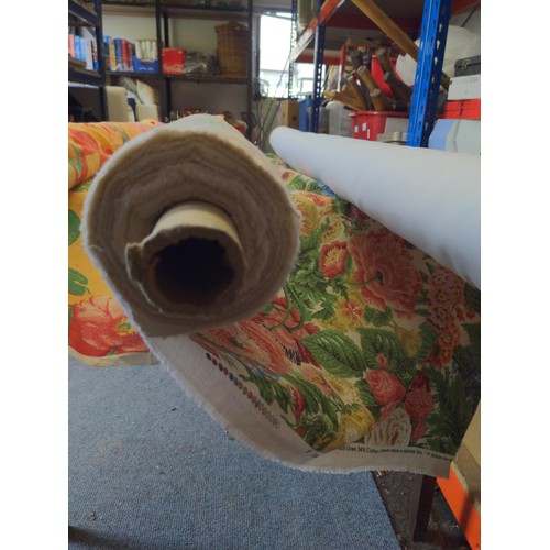 404 - 3 rolls of mixed fabric inc, floral.