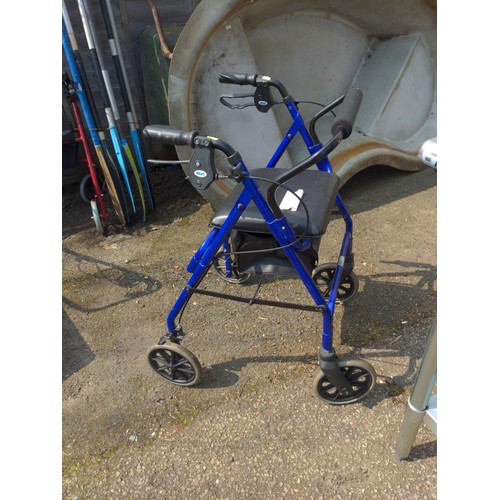 66 - Blue Days mobility walker, one handle broken (but brake still works)