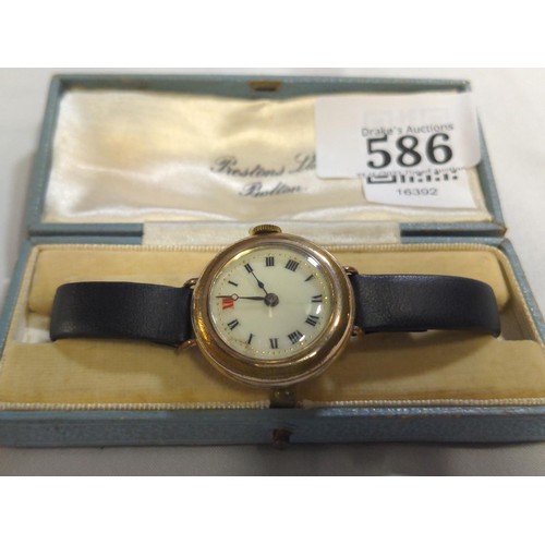 612 - Gold plated cased ladies watch, movement no. 121060.