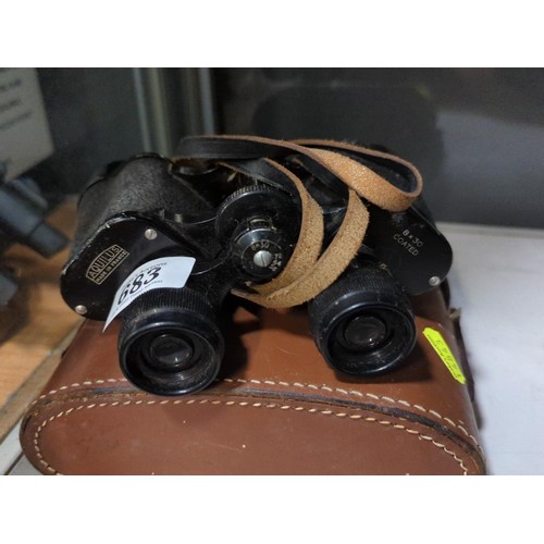 436 - Aquilus Binoculars 8 x 30 with case and 10x 30x 60 binoculars with case.