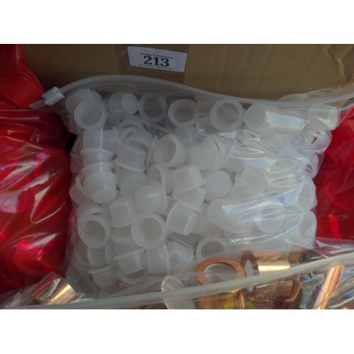 335 - Box of small stoppers & lids. Fit bottles in lots (205, 206, 207 & 208)