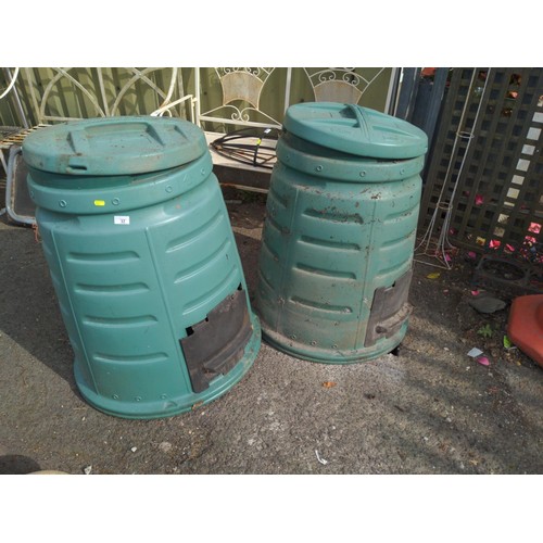 12 - 2x compost bins with lids (1 door slightly damaged)