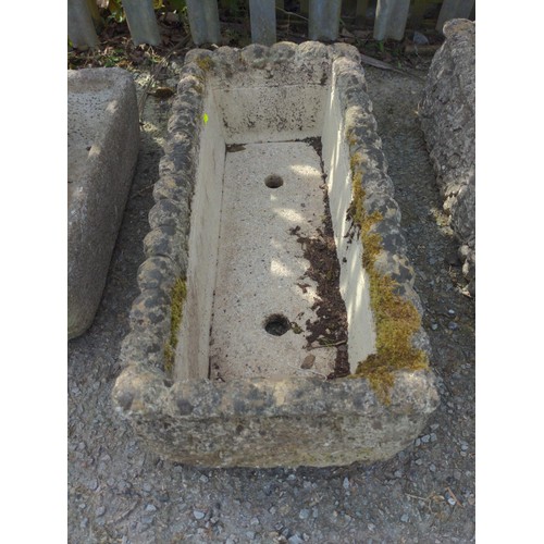 145 - Concrete trough planter. W72cm D32cm H21cm