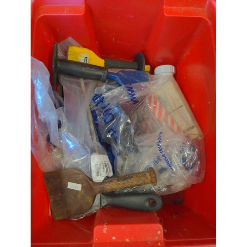 254 - Red box with plumbers items and role of twine