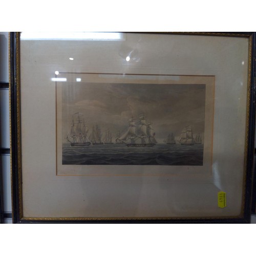 404 - Four framed coloured engravings inc. 'Capture or Argus'