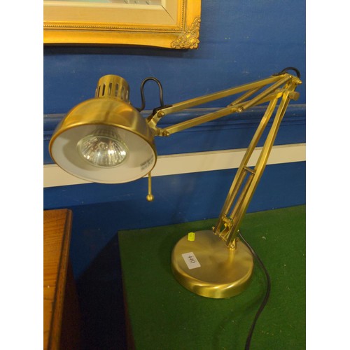 440 - Brushed brass finish adjustable desk light.