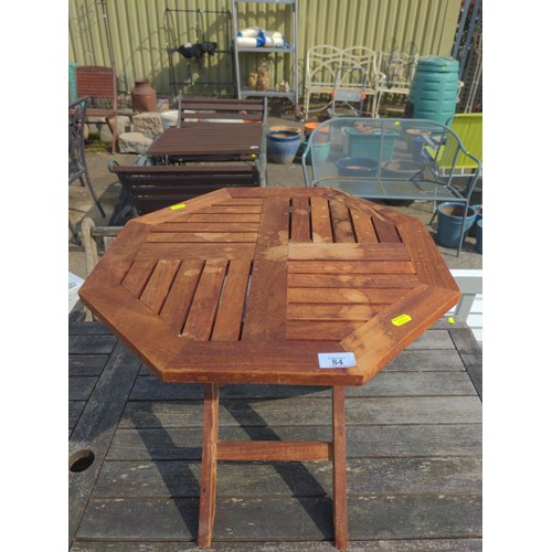 84 - Small folding teak occasional table. D50cm H44cm