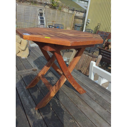 84 - Small folding teak occasional table. D50cm H44cm