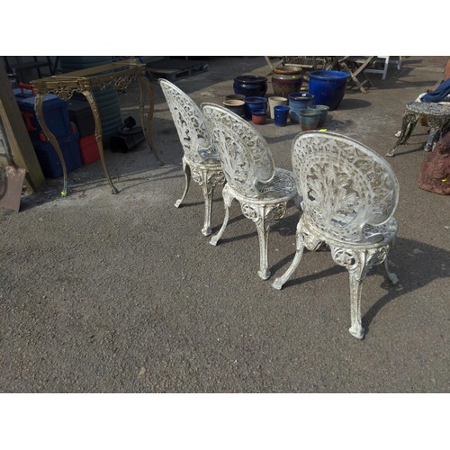 97 - 3 cast aluminium garden bistro chairs