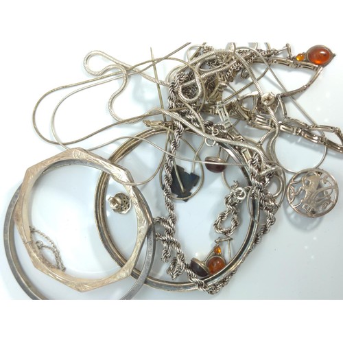 674 - Assortment of 925 silver and white metal jewellery, including some stone set, gross weight 120 grams