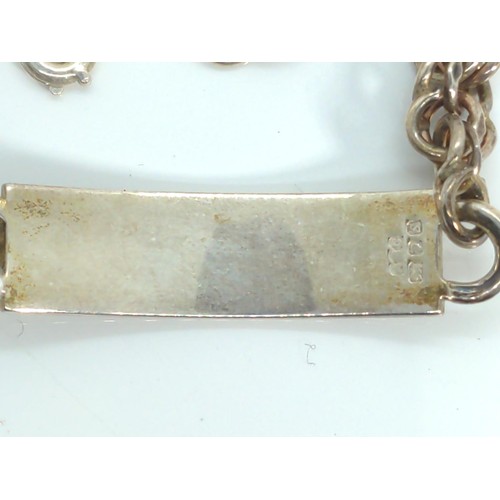 675 - Hallmarked silver ID bracelet, unengraved, 32.5 grams