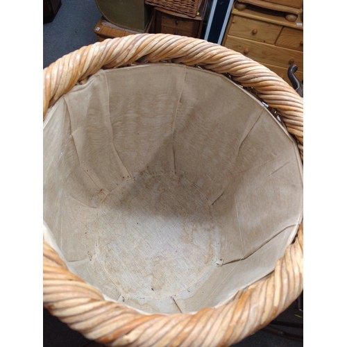 963 - Wicker laundry basket bulbous shape  Dia 42 cm H 53 cm