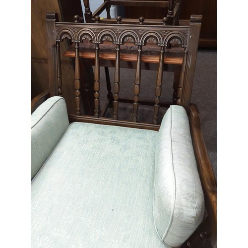 966 - Old Colonial Ercol pair of lounge chairs and footstool in matching upholstery, Laura Ashley design.... 