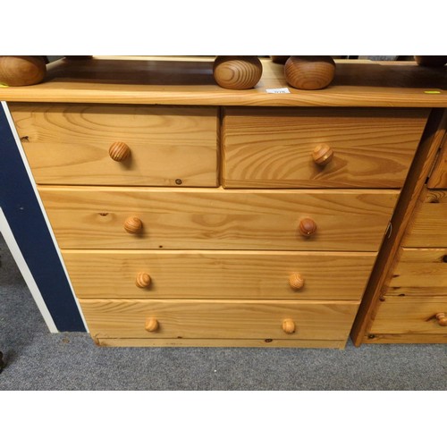 978 - Two over three drawer pine chest of drawers. W79cm H76cm