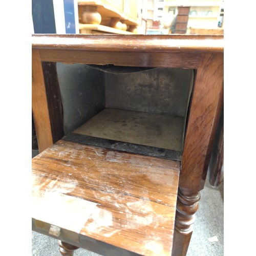 979 - Small drop leaf table with original castors with two drawers and one zinc lined hobby table. W76D56H... 